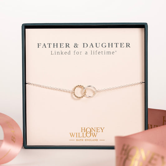 Gift For Daughter From Father - Love Link Bracelet - 9kt Gold & Silver