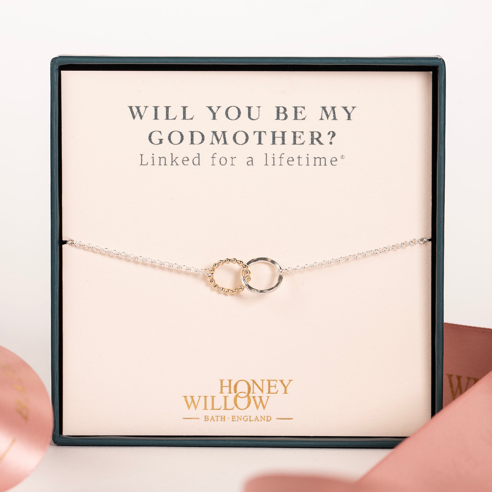 Will You Be My Godmother Gift - Love Link Bracelet - 9kt Gold & Silver