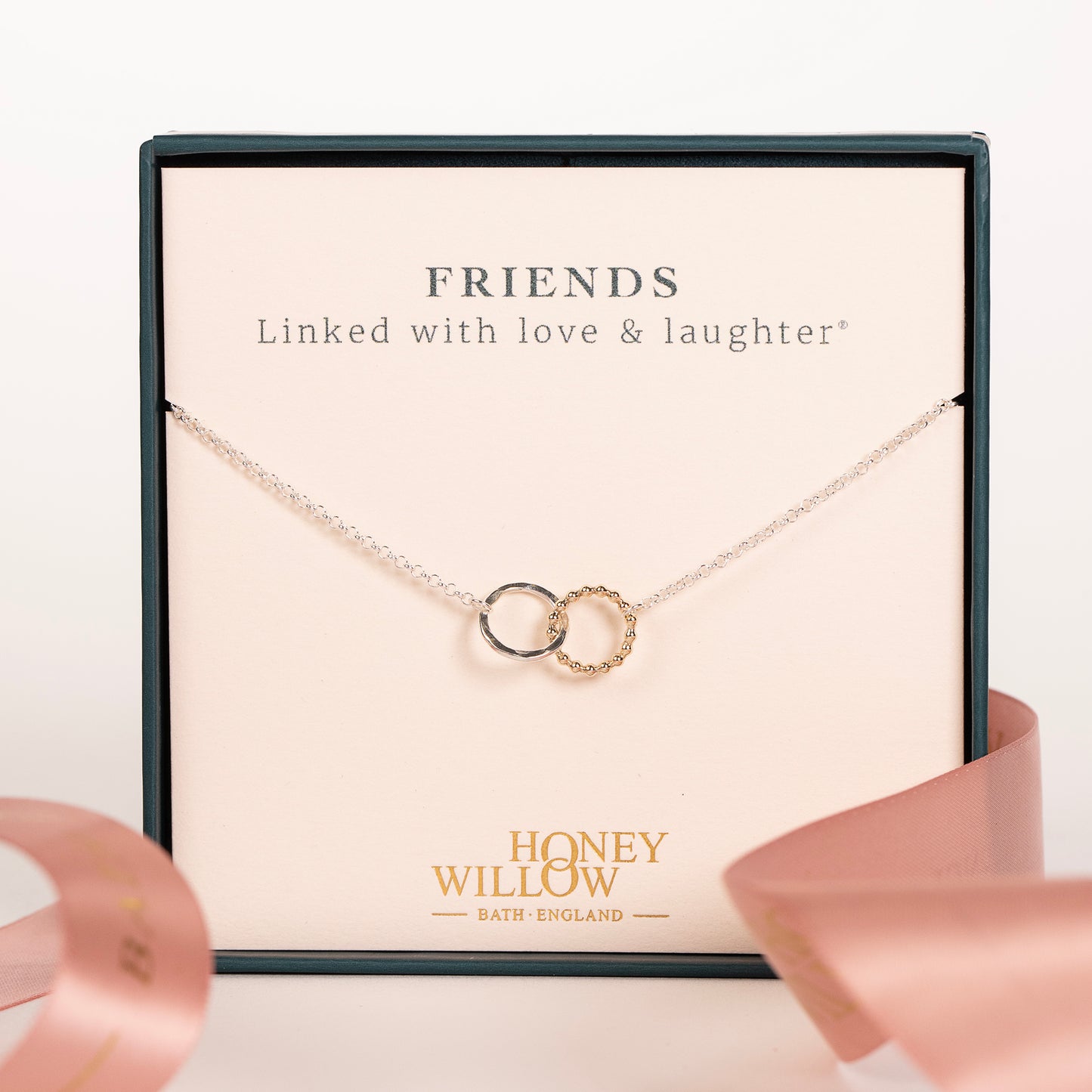 Gift for Friend - Love Link Necklace - 9kt Gold & Silver