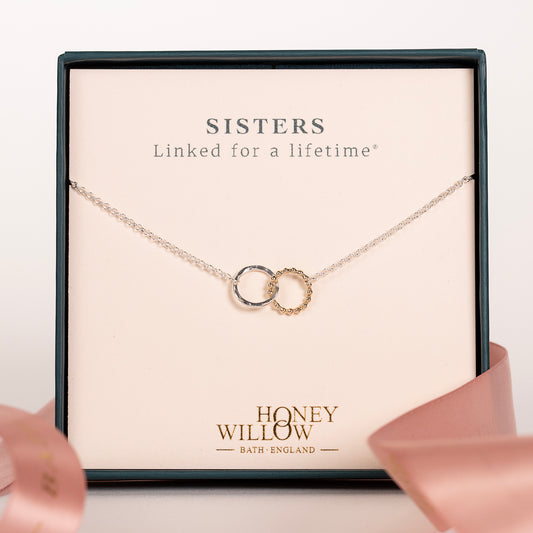 Sisters Gift - Love Link Necklace - 9kt Gold & Silver