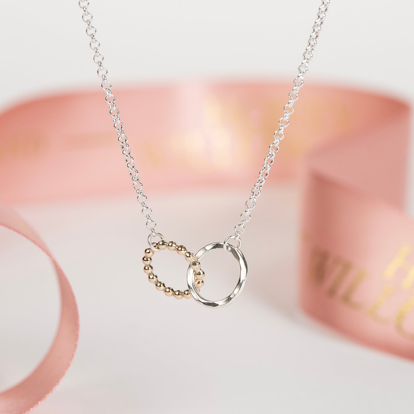 Gift for Friend - Love Link Necklace - 9kt Gold & Silver