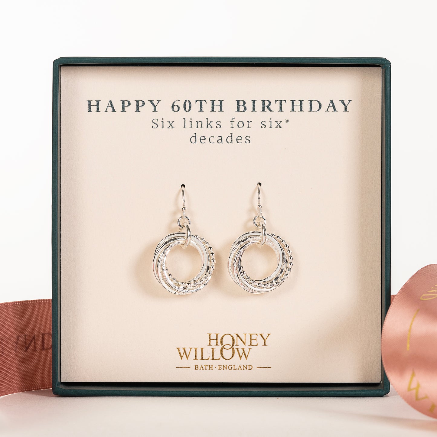 60th Birthday Earrings - The Original 6 Links for 6 Decades - Petite Silver