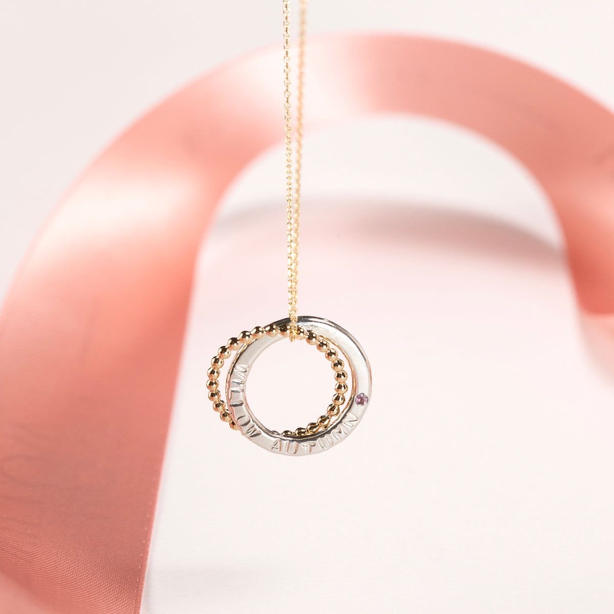 Gift for Quinceañera - Personalised Birthstone Necklace - 9kt Gold & Silver