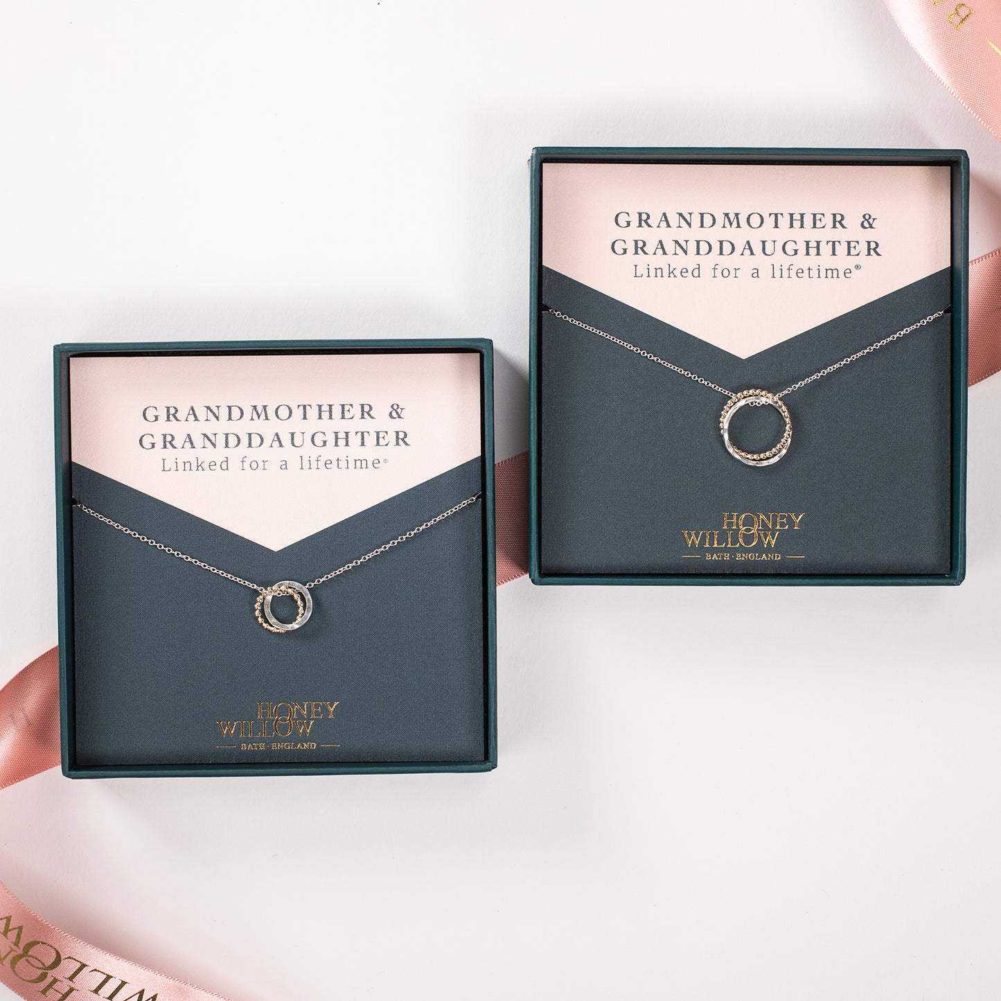 Grandmother & Granddaughter Necklaces Set of 2 - 9kt Gold & Silver