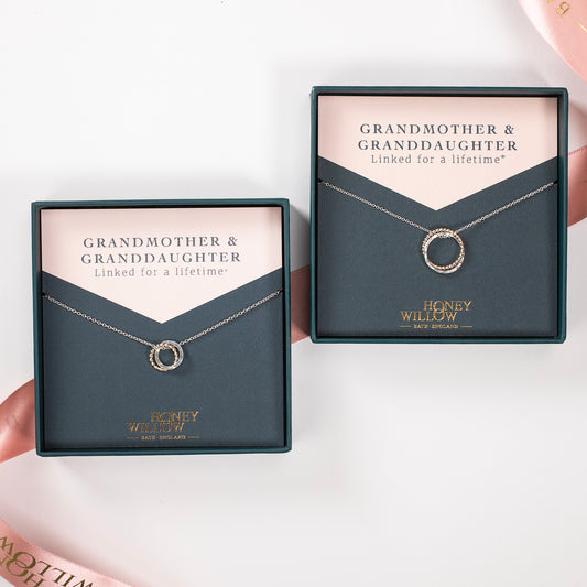 Grandmother & Granddaughter Necklaces Set of 2 - 9kt Gold & Silver
