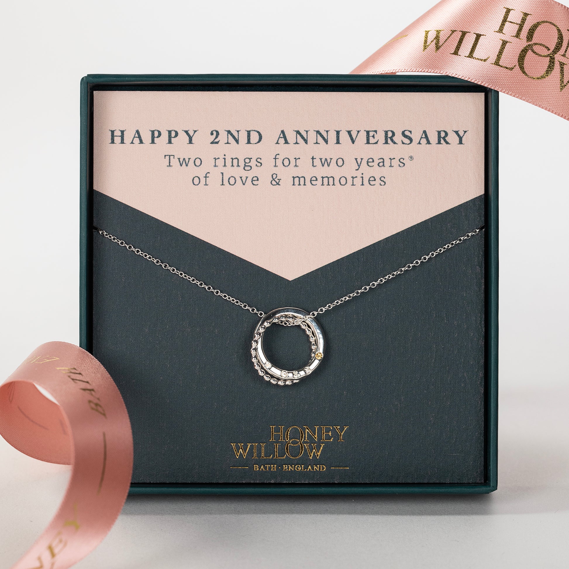 2nd Anniversary Gift - Silver Double Link Birthstone Necklace