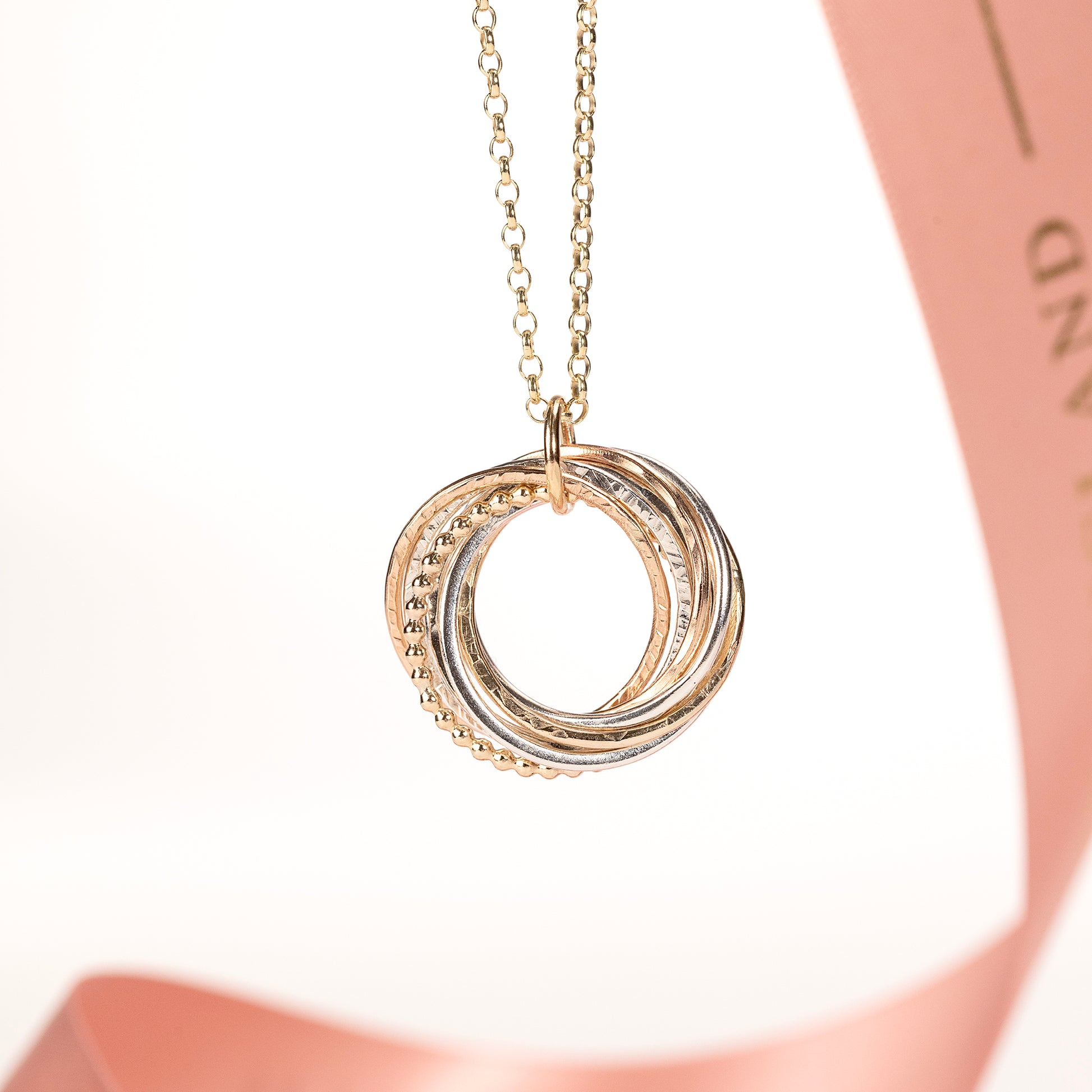 9kt Gold 8th Anniversary Necklace -  The Original 8 Links for 8 Years Necklace - Recycled Gold, Rose Gold & Silver