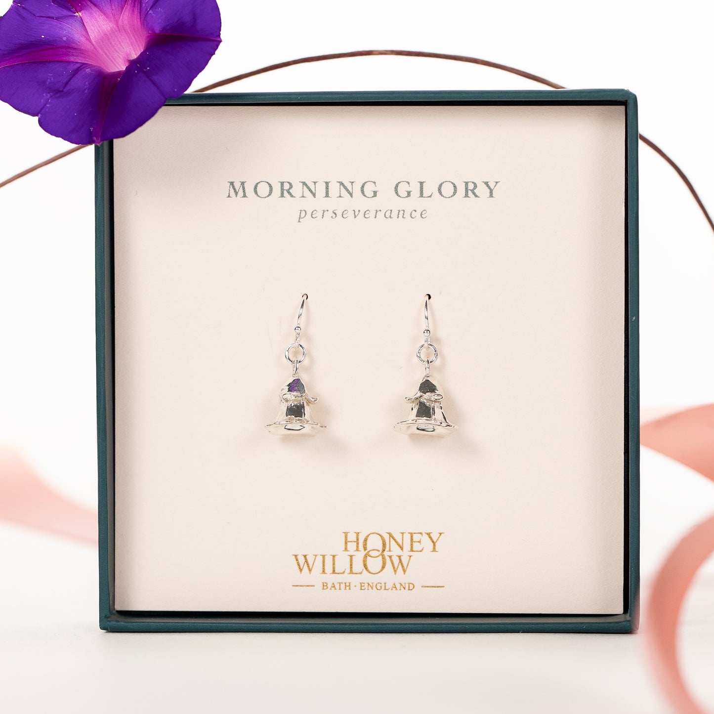 Morning Glory Flower Earrings - Perseverance - Silver