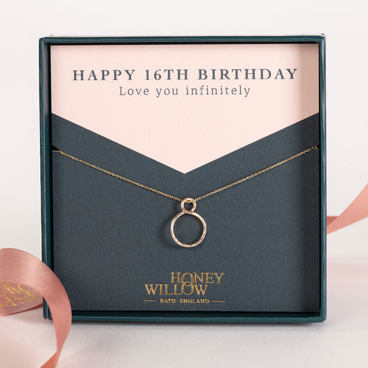 16th Birthday Gift - Petite Infinity Necklace - 9kt Gold