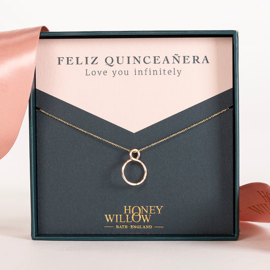 Quinceañera Gift - Petite Infinity Necklace - 9kt Gold