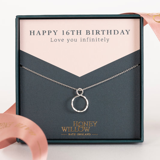 16th Birthday Gift - Petite Infinity Necklace - Silver