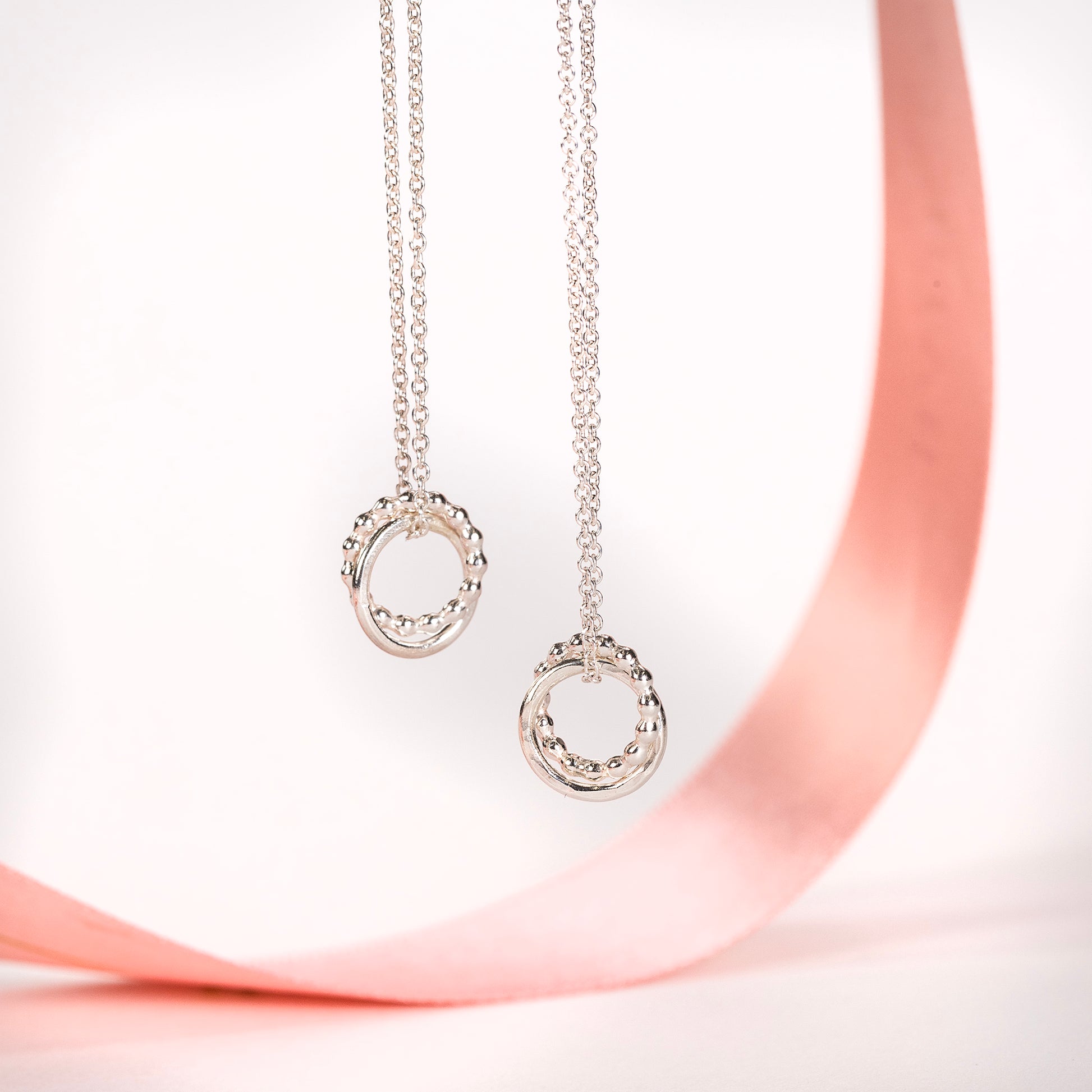 Cousins Necklaces Matching Set Silver Love Knot Necklaces