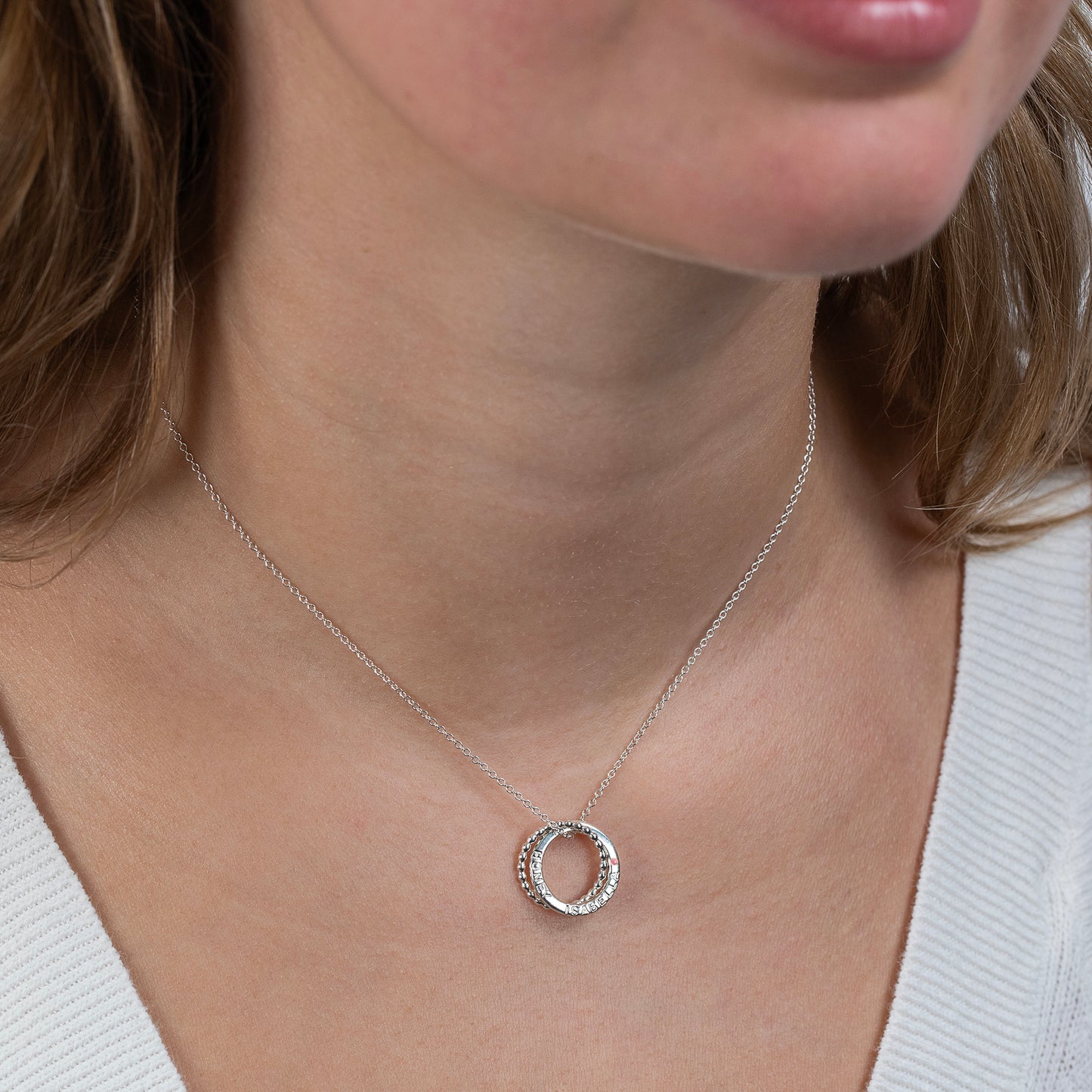 Gift for Quinceañera - Personalised Double Link Birthstone Necklace - Petite Silver