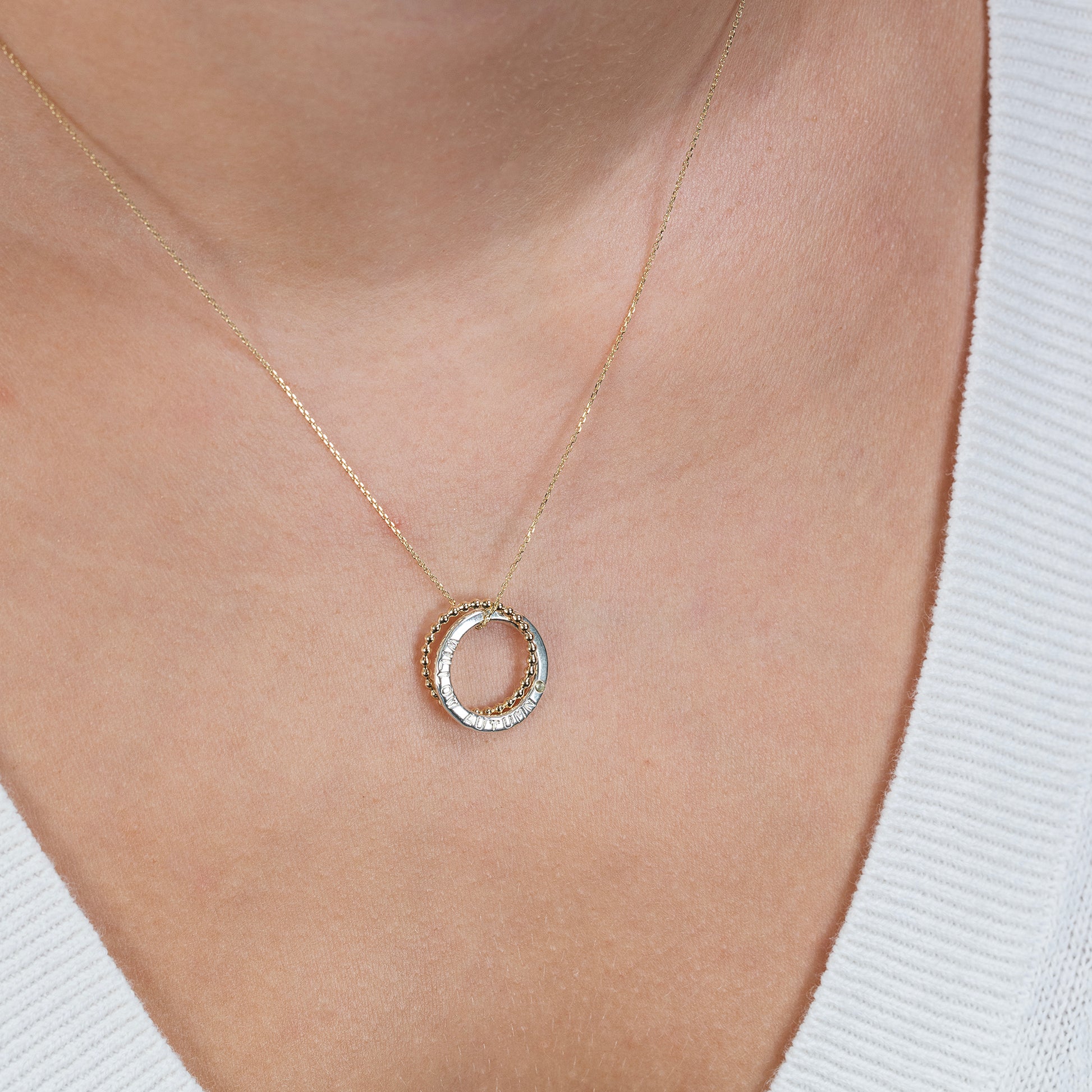 Personalised Linked Birthstone Necklace – Petite 9ct Gold & Silver