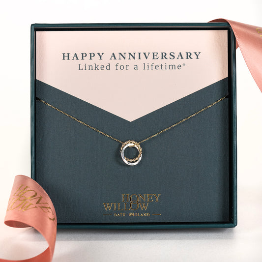 Anniversary Gift - Love Knot Necklace - 9kt Gold & Silver