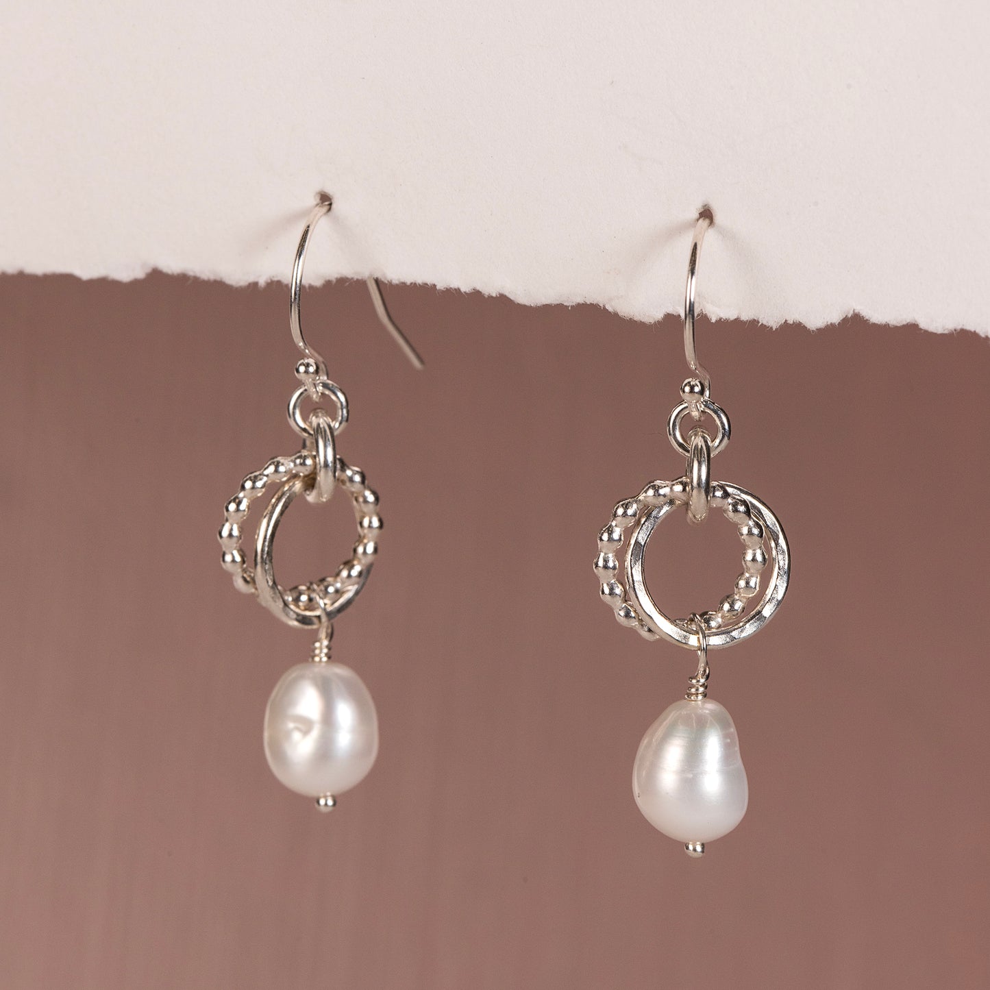 Sister & Bridesmaid Gift - Love Knot Pearl Earrings - Silver & Gold