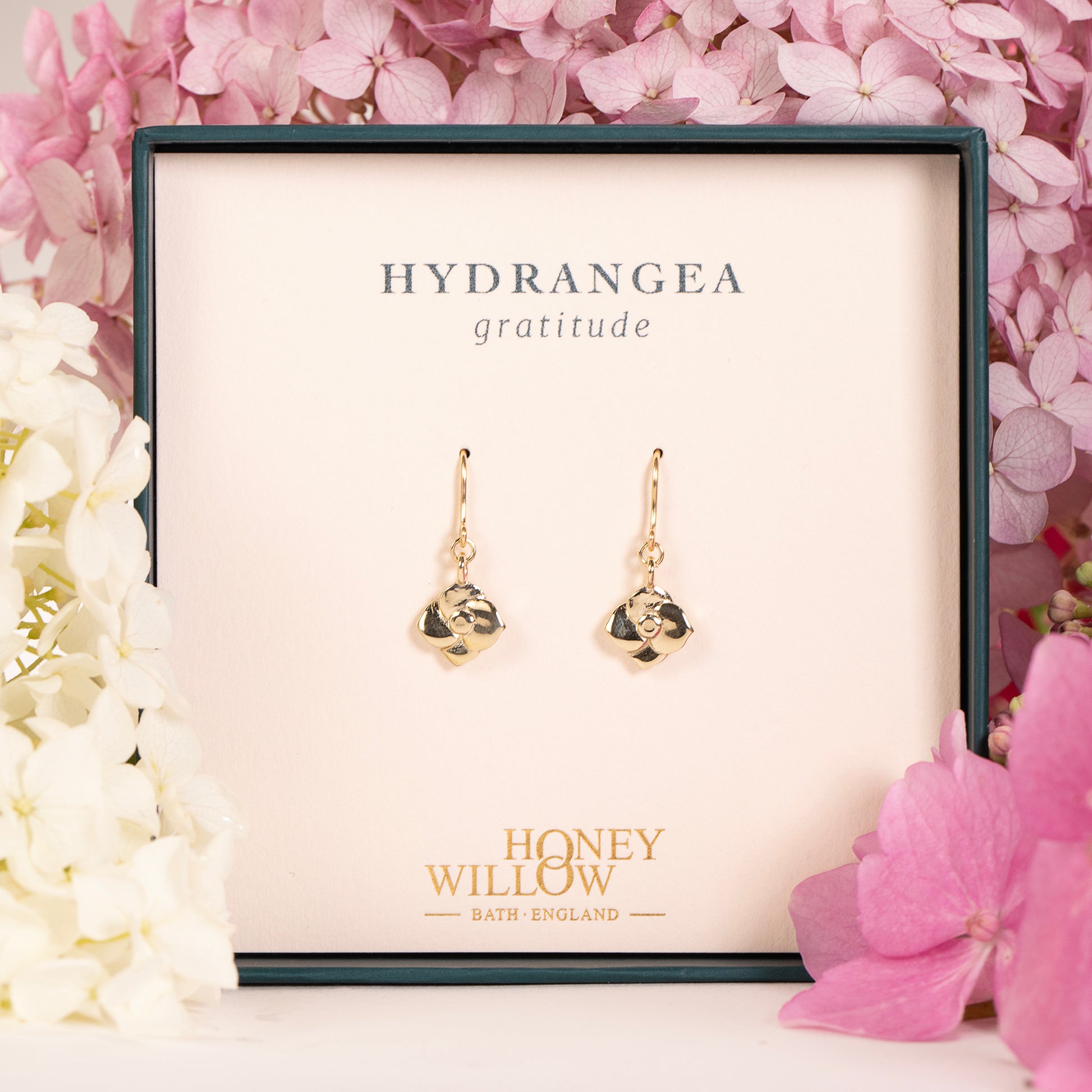 Hydrangea Flower Earrings - Gratitude - 9kt Gold