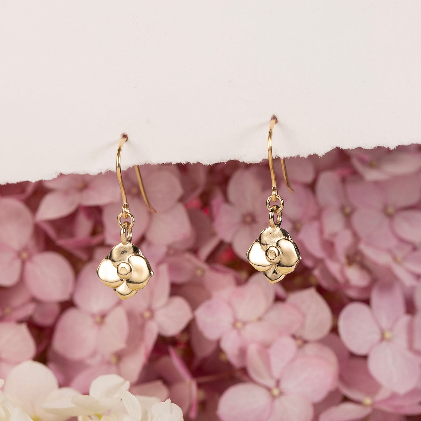 Hydrangea Flower Earrings - Gratitude - 9kt Gold