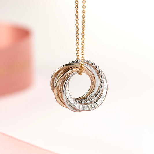 Personalised 70th Birthday Necklace - The Original 7 Links for 7 Decades Necklace - Petite Silver & Gold