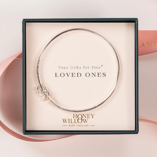 Personalised Silver Family Bangle - 4 Links for 4 Loved Ones