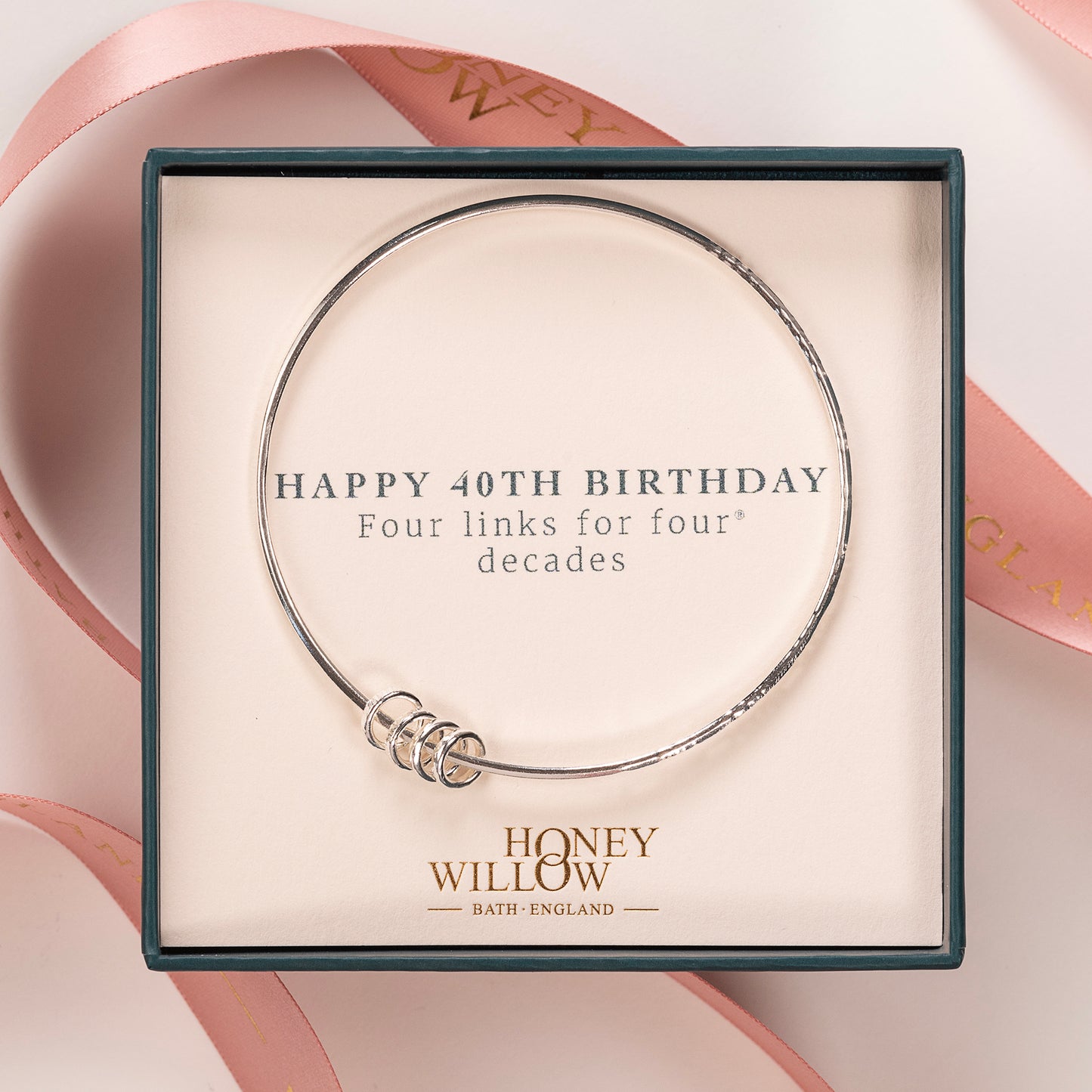 Personalised 40th Birthday Silver Bracelet - 4 Links for 4 Decades