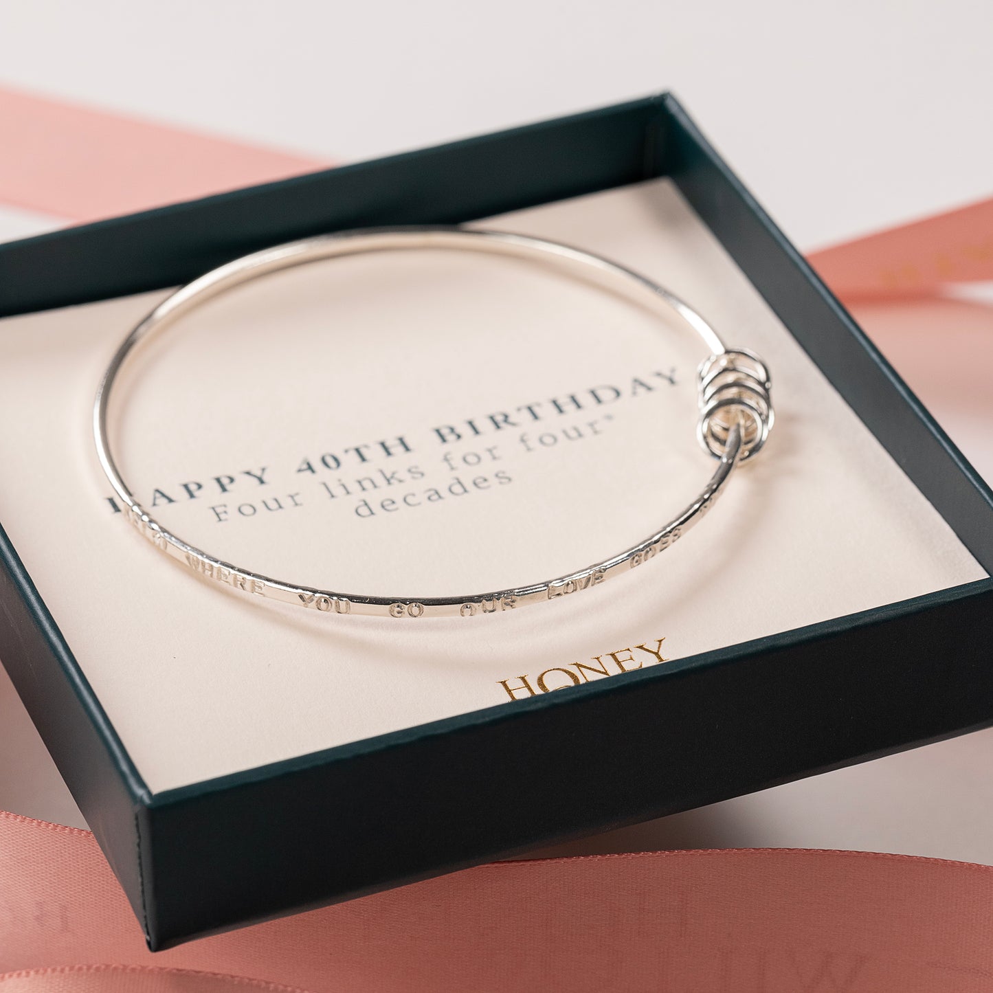 Personalised 40th Birthday Silver Bracelet - 4 Links for 4 Decades