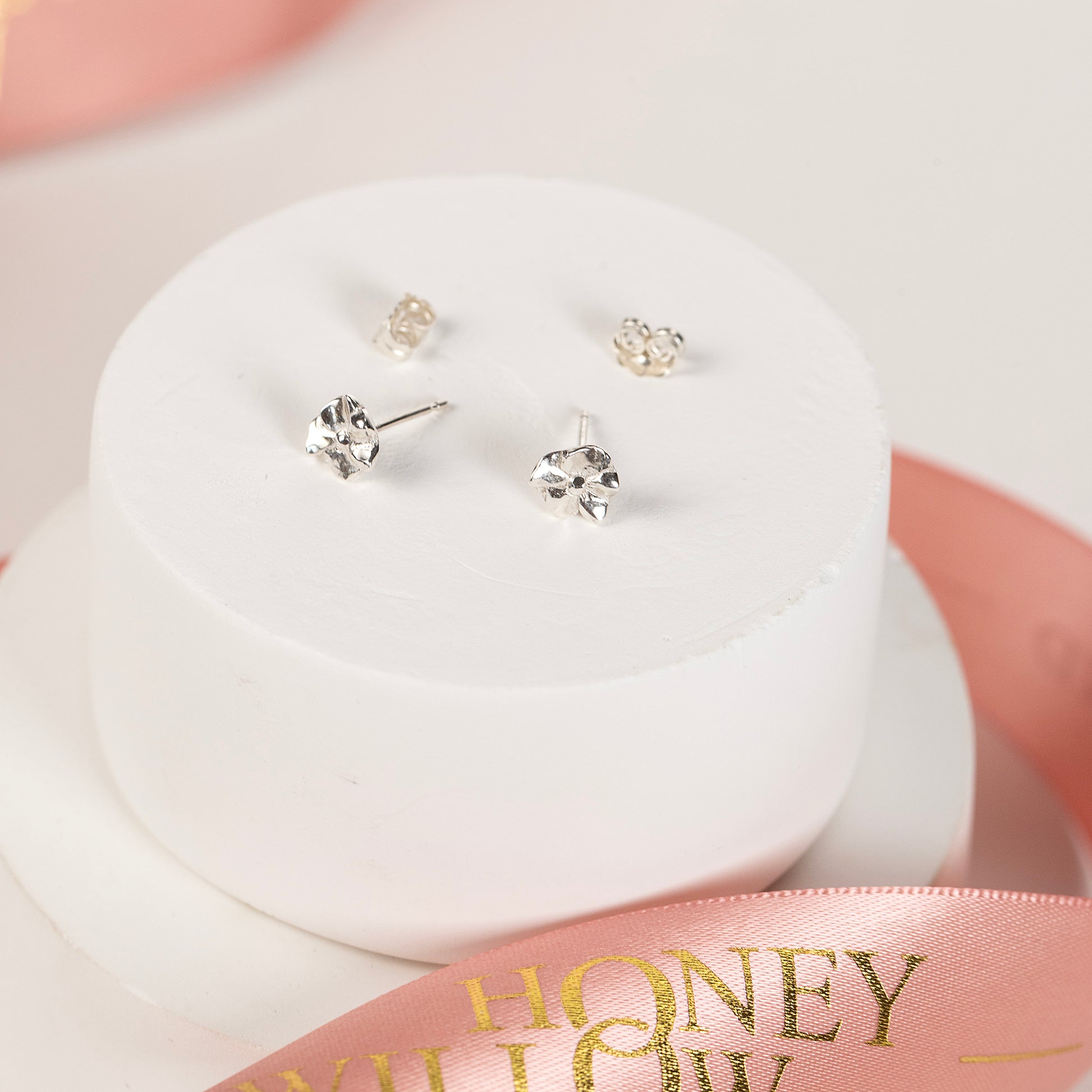 Violet Flower Stud Earrings - Faith - Silver