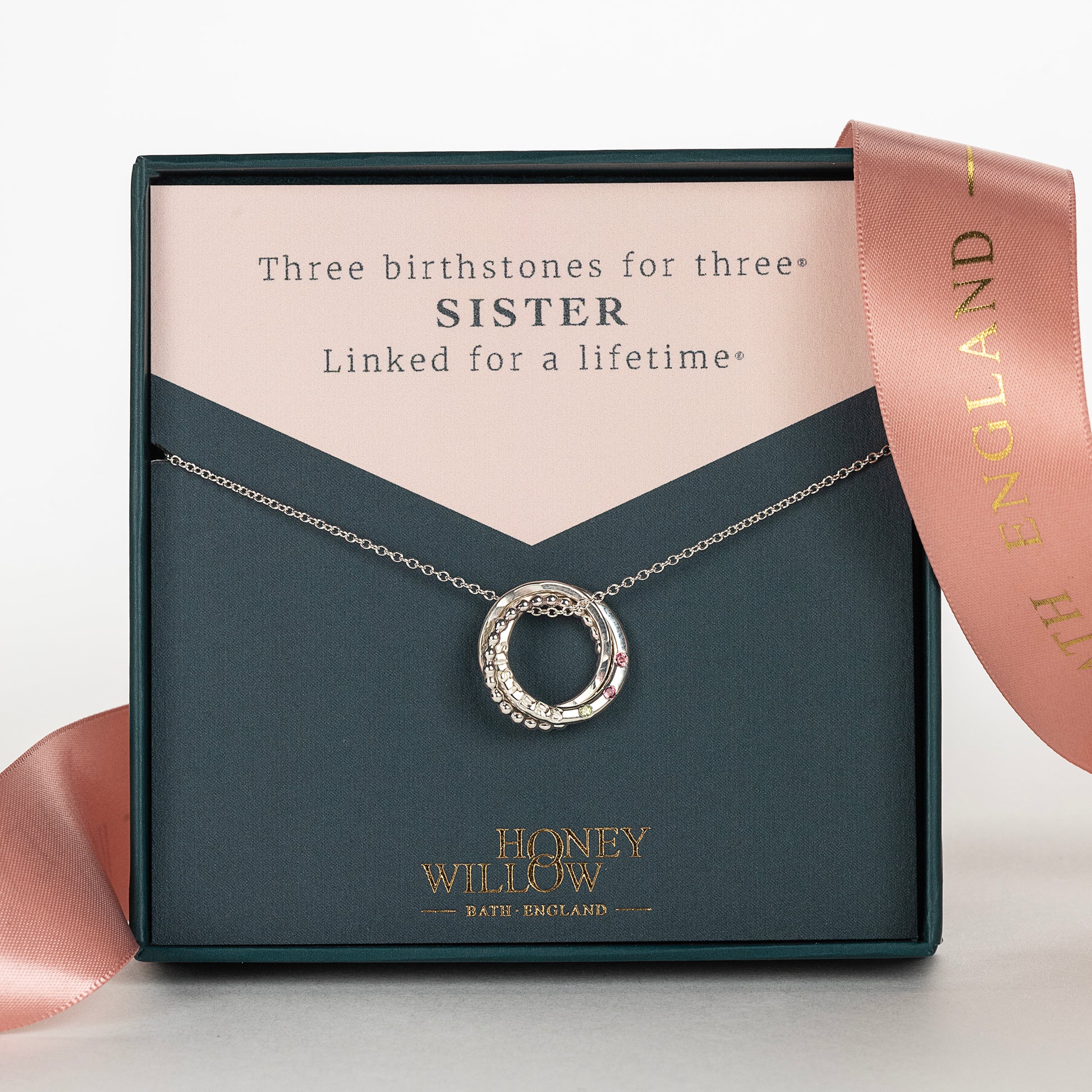 Personalised 3 Sisters Necklace - Petite Silver - Linked for a Lifetime