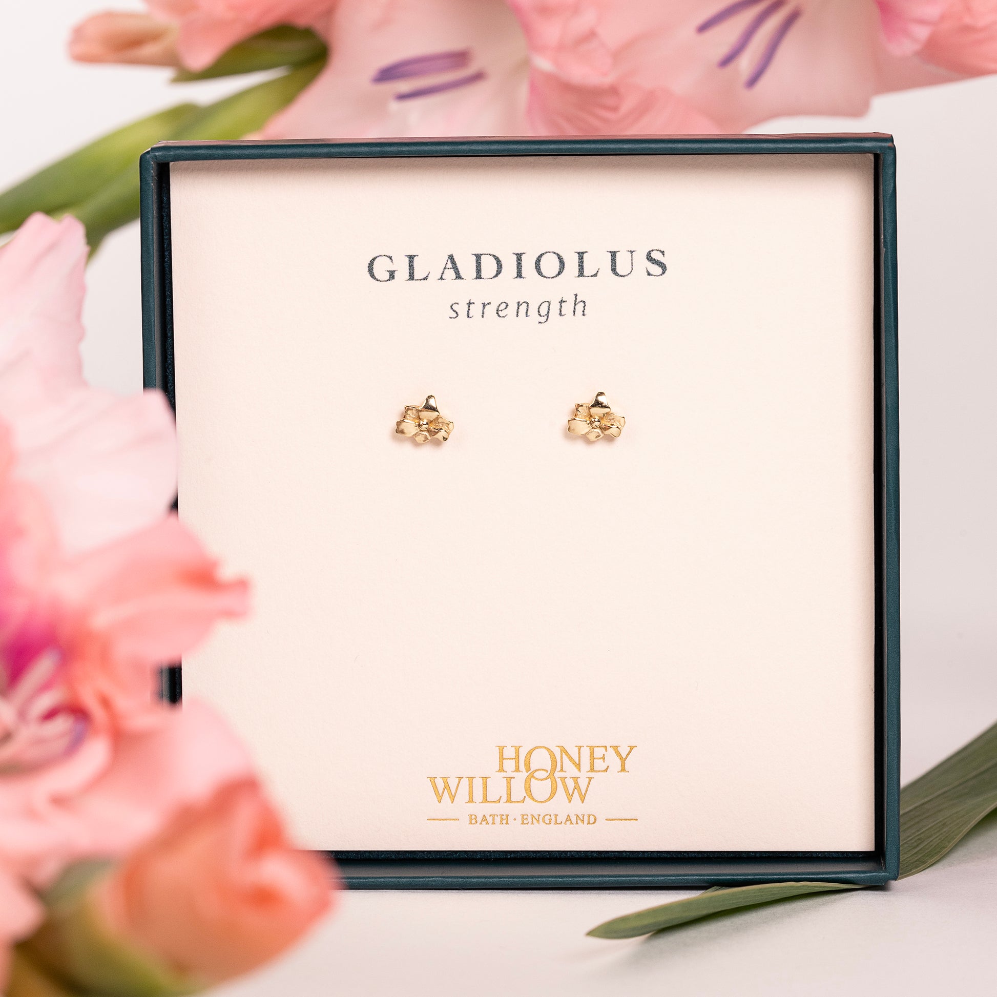 Gladiolus Flower Studs - Strength - 9kt Gold