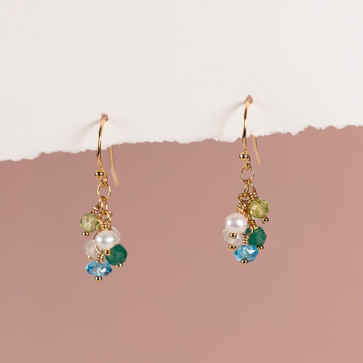 Dainty Family Birthstone Cluster Earrings - Silver & Gold