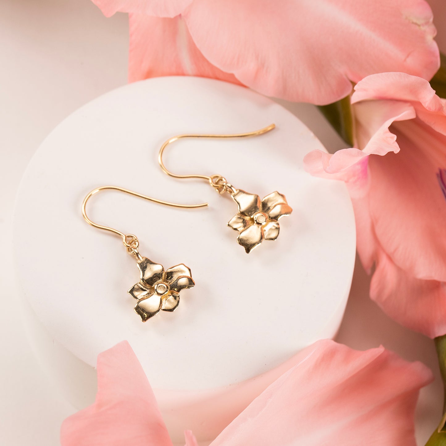 August Birth Flower Earrings - Gladiolus - 9kt Gold