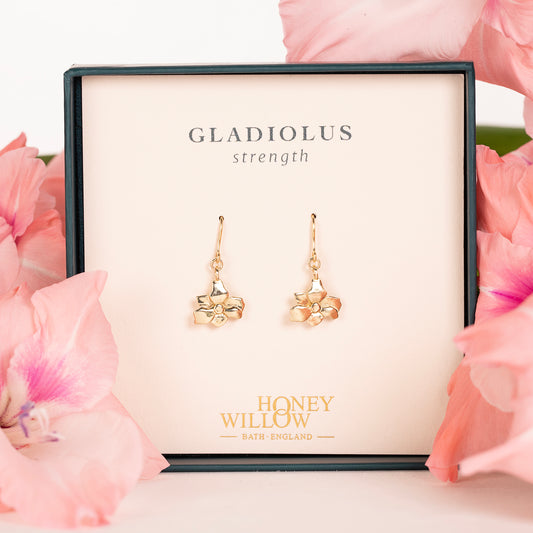 Gladioli Flower Earrings - Strength - 9kt Gold