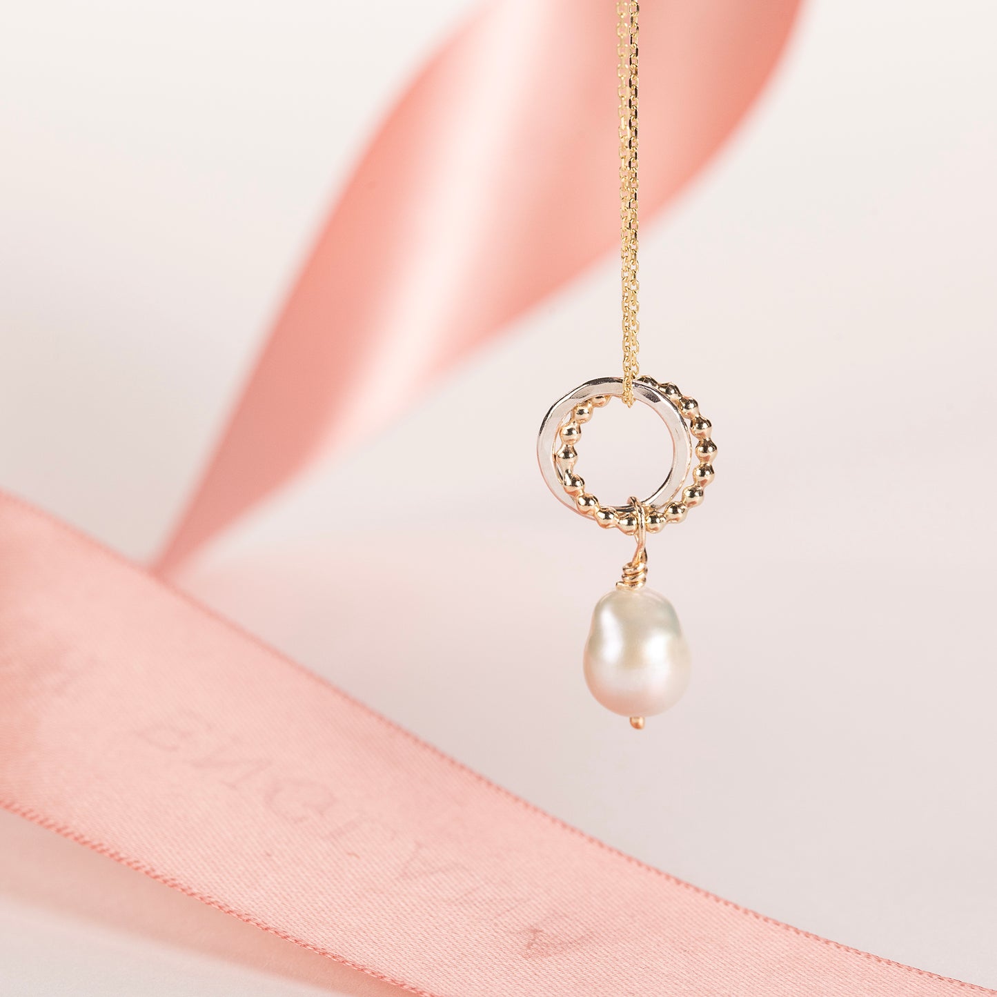 Gift for Mother of the Bride - Love Knot Pearl Necklace - Silver & Gold