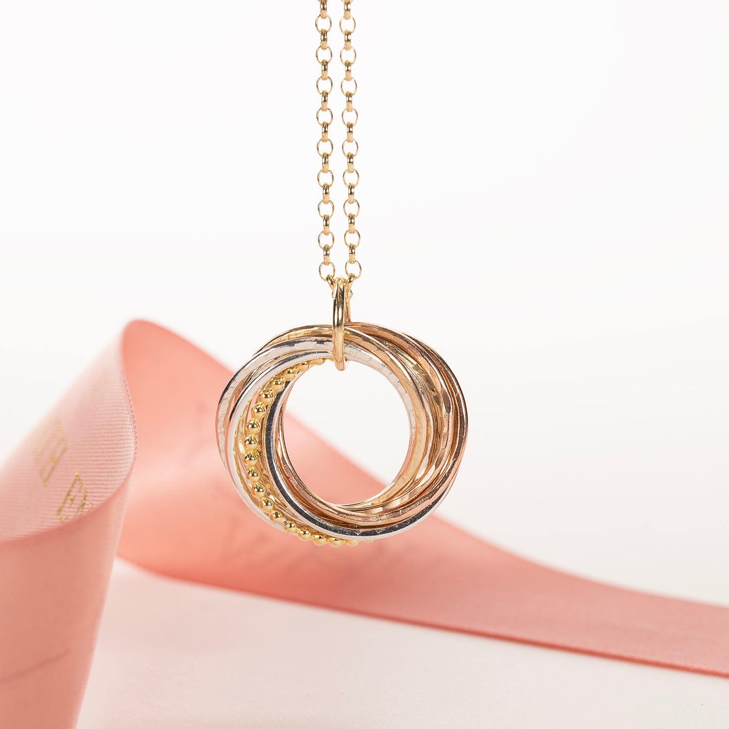 9kt Gold 9th Anniversary Necklace -  The Original 9 Links for 9 Years Necklace - Recycled Gold, Rose Gold & Silver