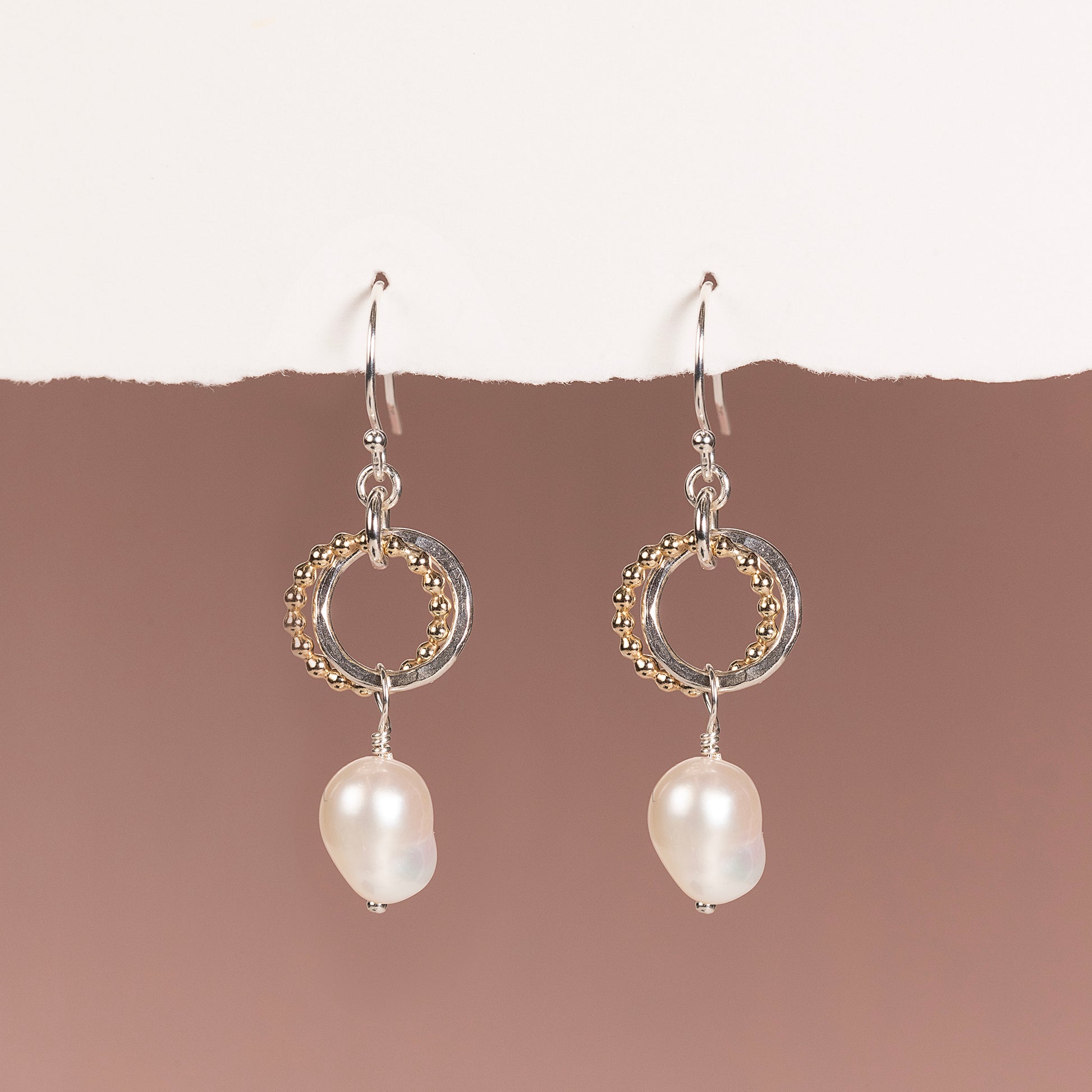 Mother of the Bride Gift - Love Knot Pearl Earrings - Silver & Gold