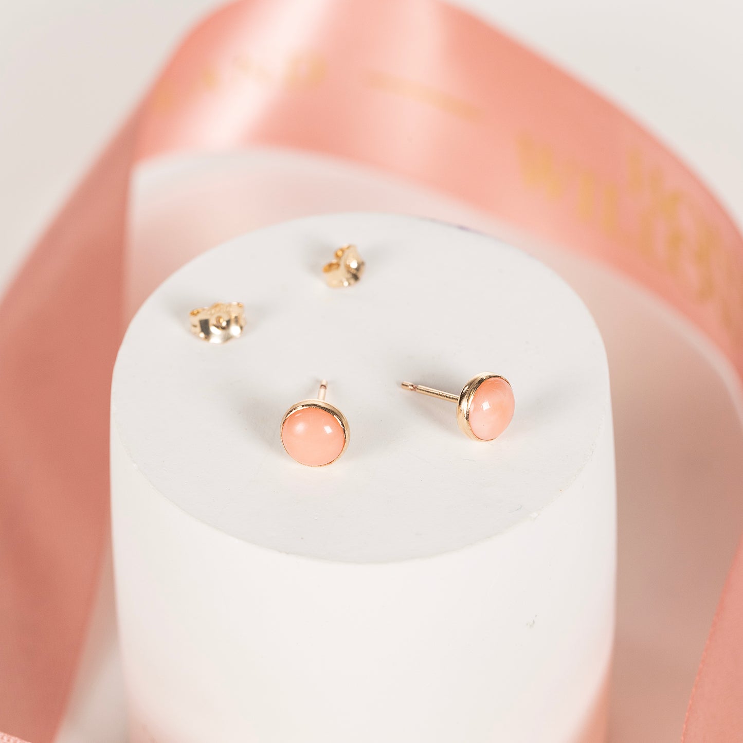 Coral Stud Earrings - Happiness - Silver & Gold