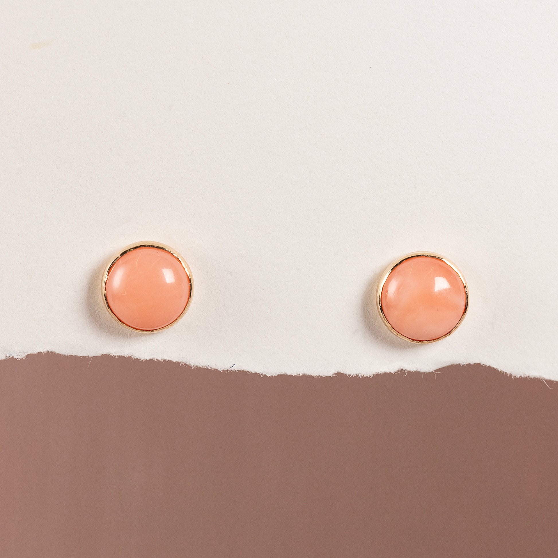 Coral Stud Earrings - Happiness - Silver & Gold