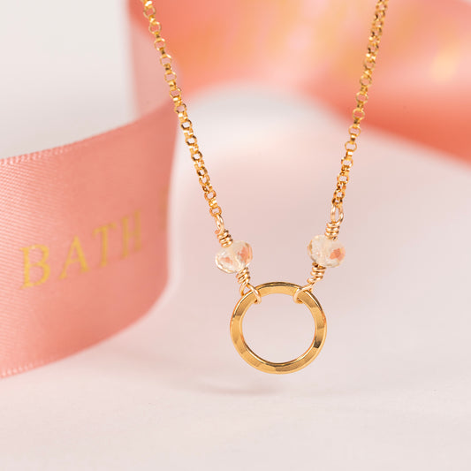 Birthstone Halo Necklace - Silver & Gold