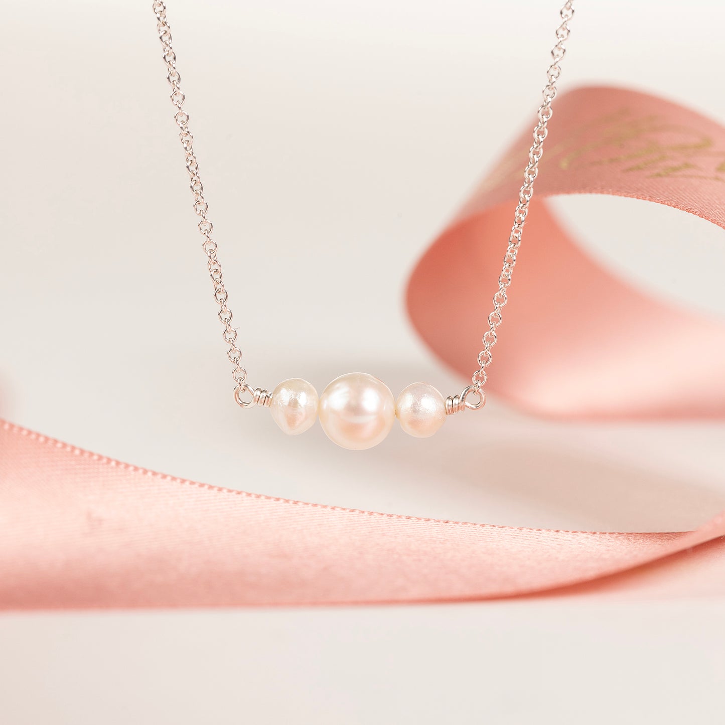 30th Birthday Pearl Necklace - 3 Pearls for 3 Decades - Silver & Gold