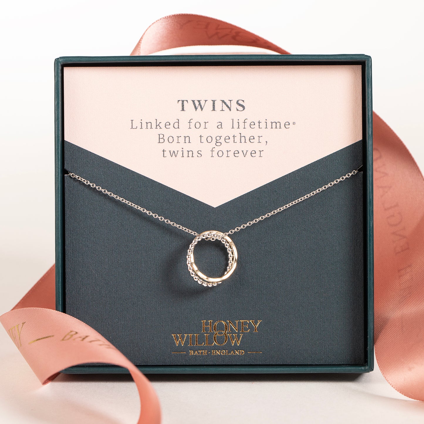 Twins Necklace - 2 Links for 2 Twins - Petite Silver & Gold