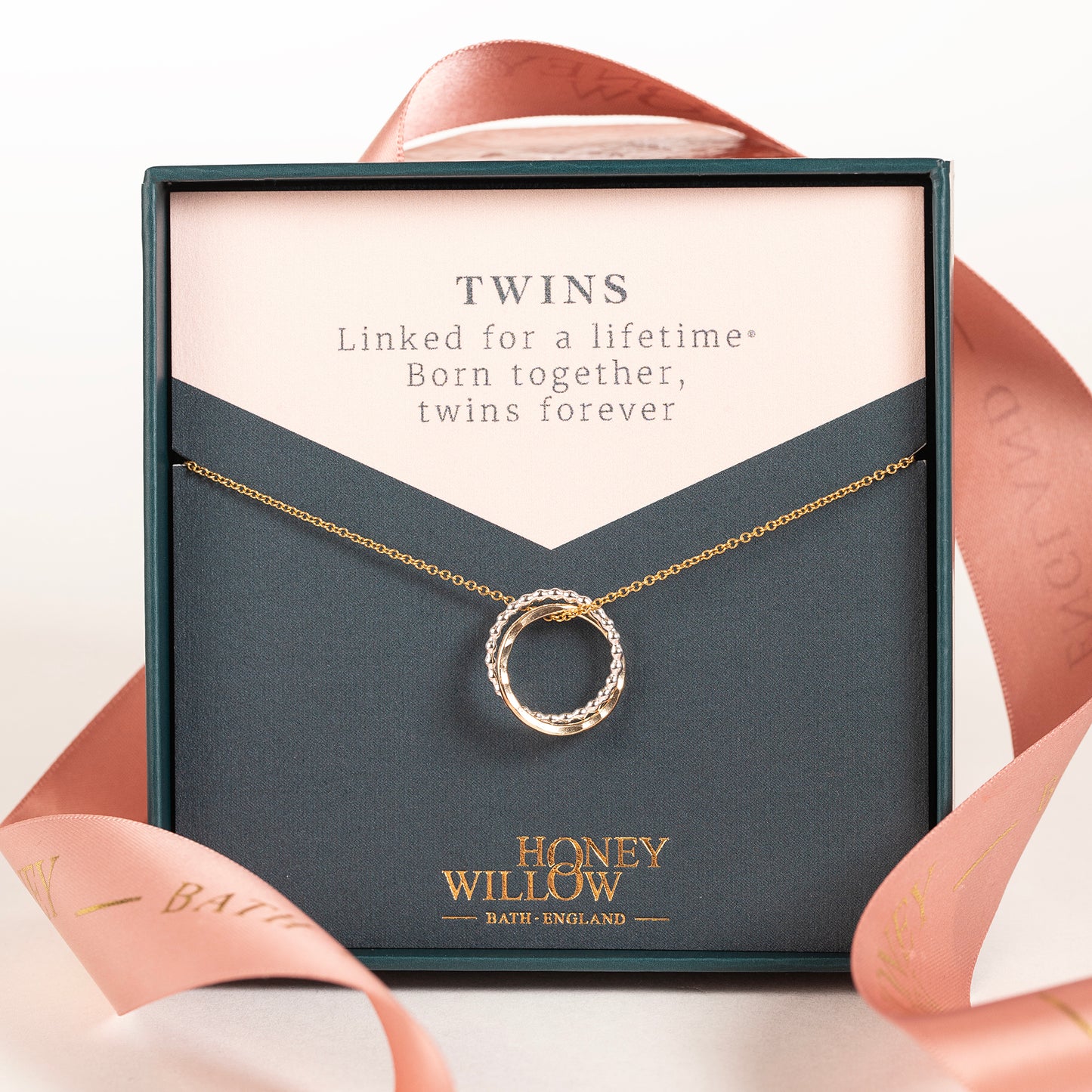 Twins Necklace - 2 Links for 2 Twins - Petite Silver & Gold