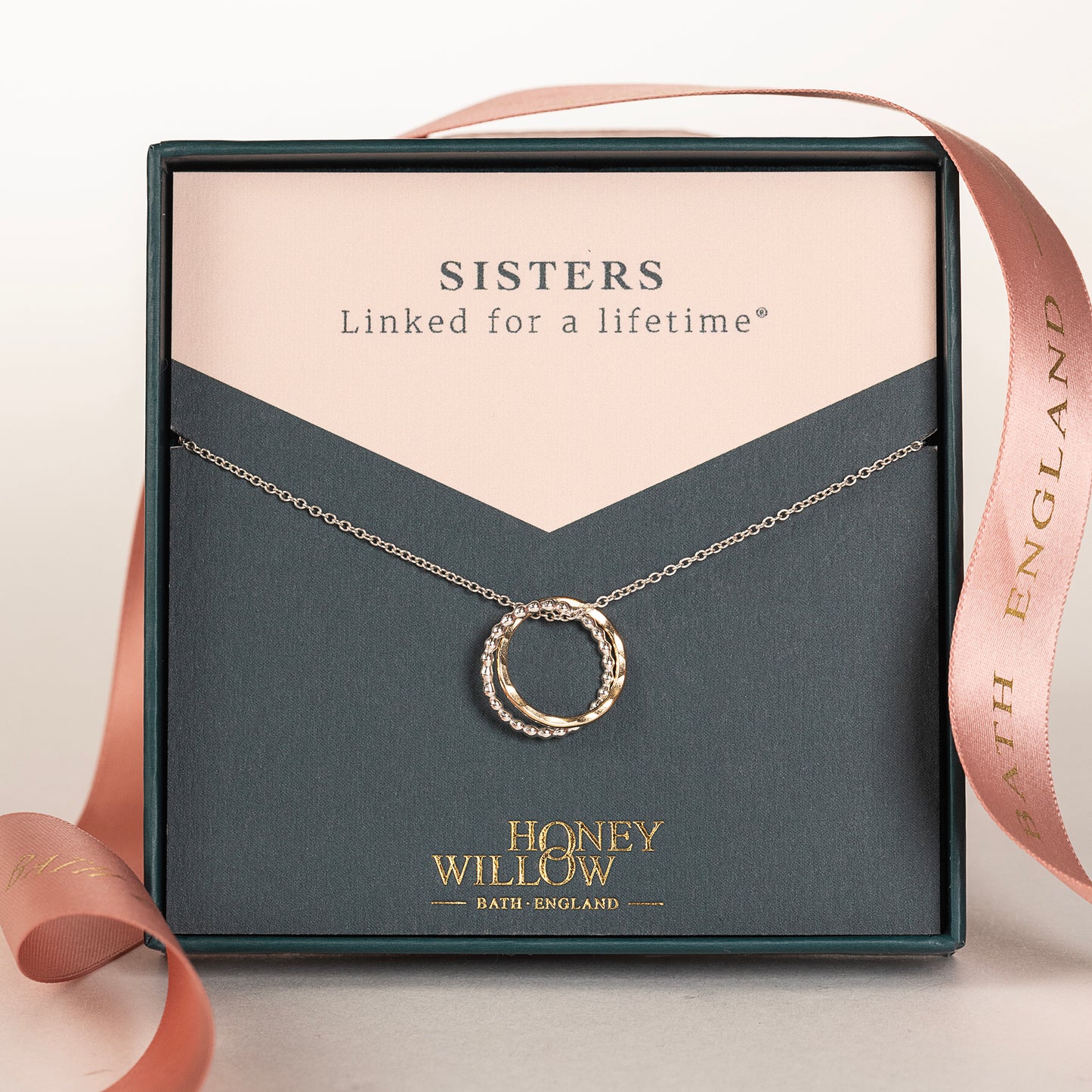 Sisters Necklace - 2 Links for 2 Sisters - Petite Silver & Gold