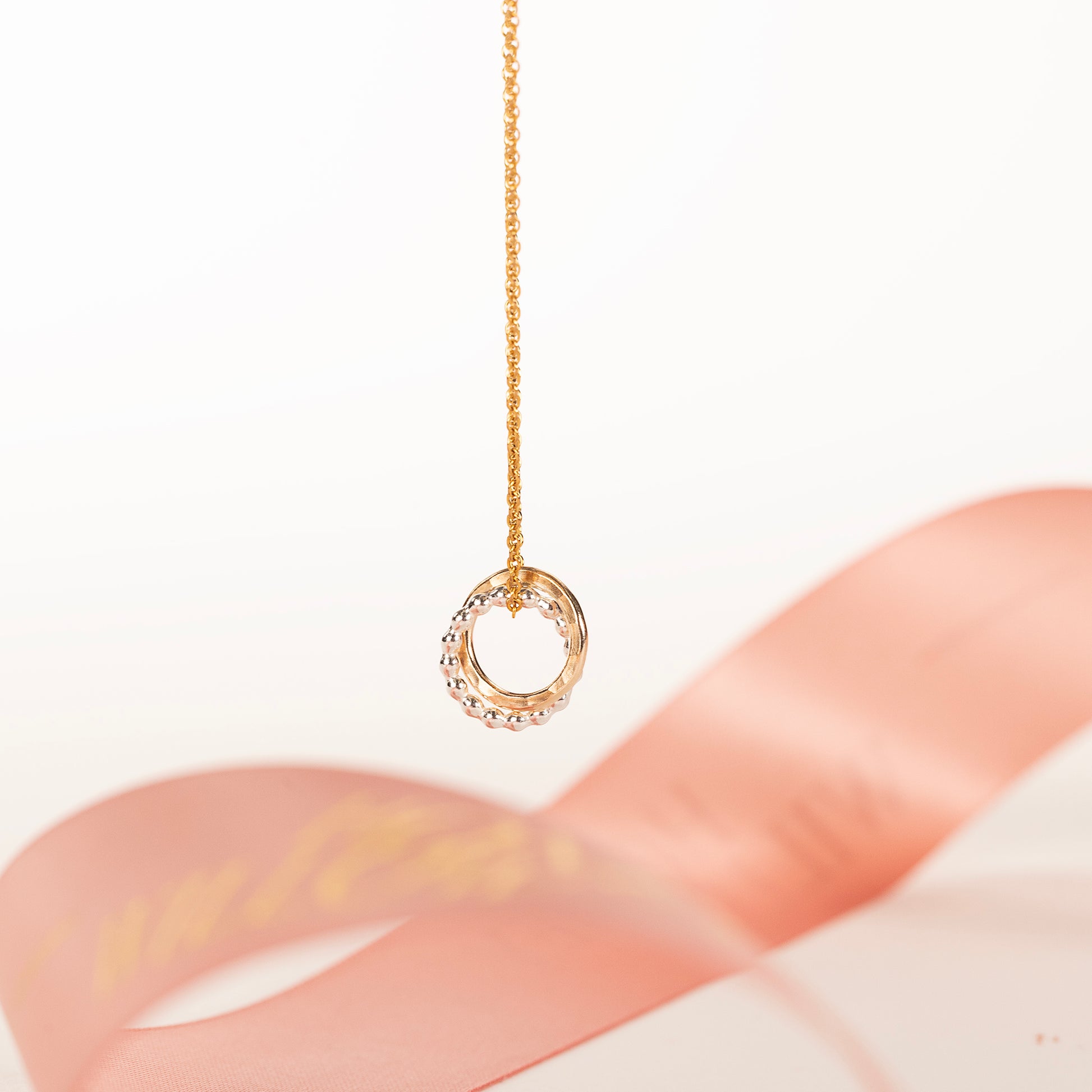 Double Link Love Knot Necklace - Linked for a Lifetime - Silver & Gold