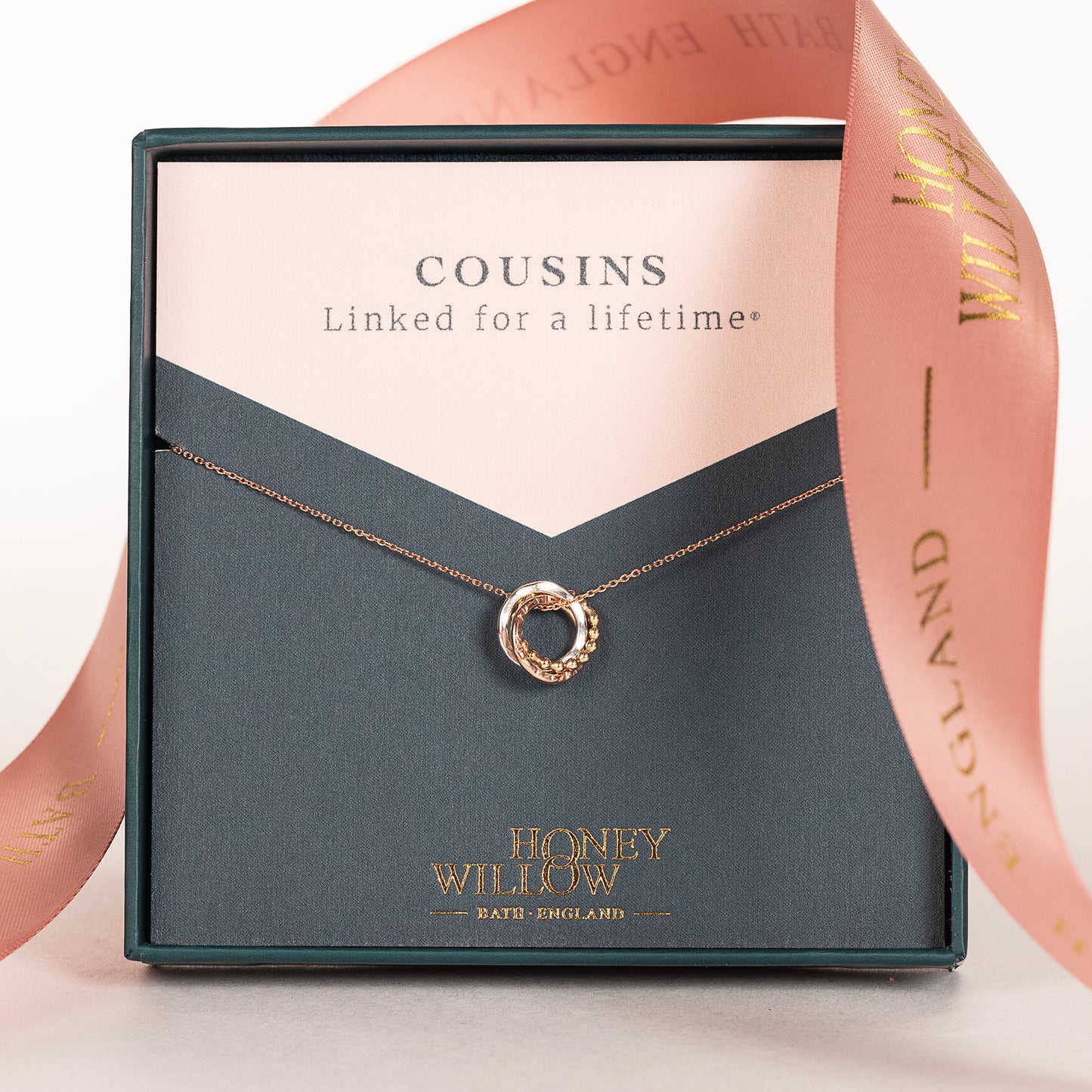 3 Cousins Necklace - 9kt Gold, Rose Gold & Silver Love Knot Necklace