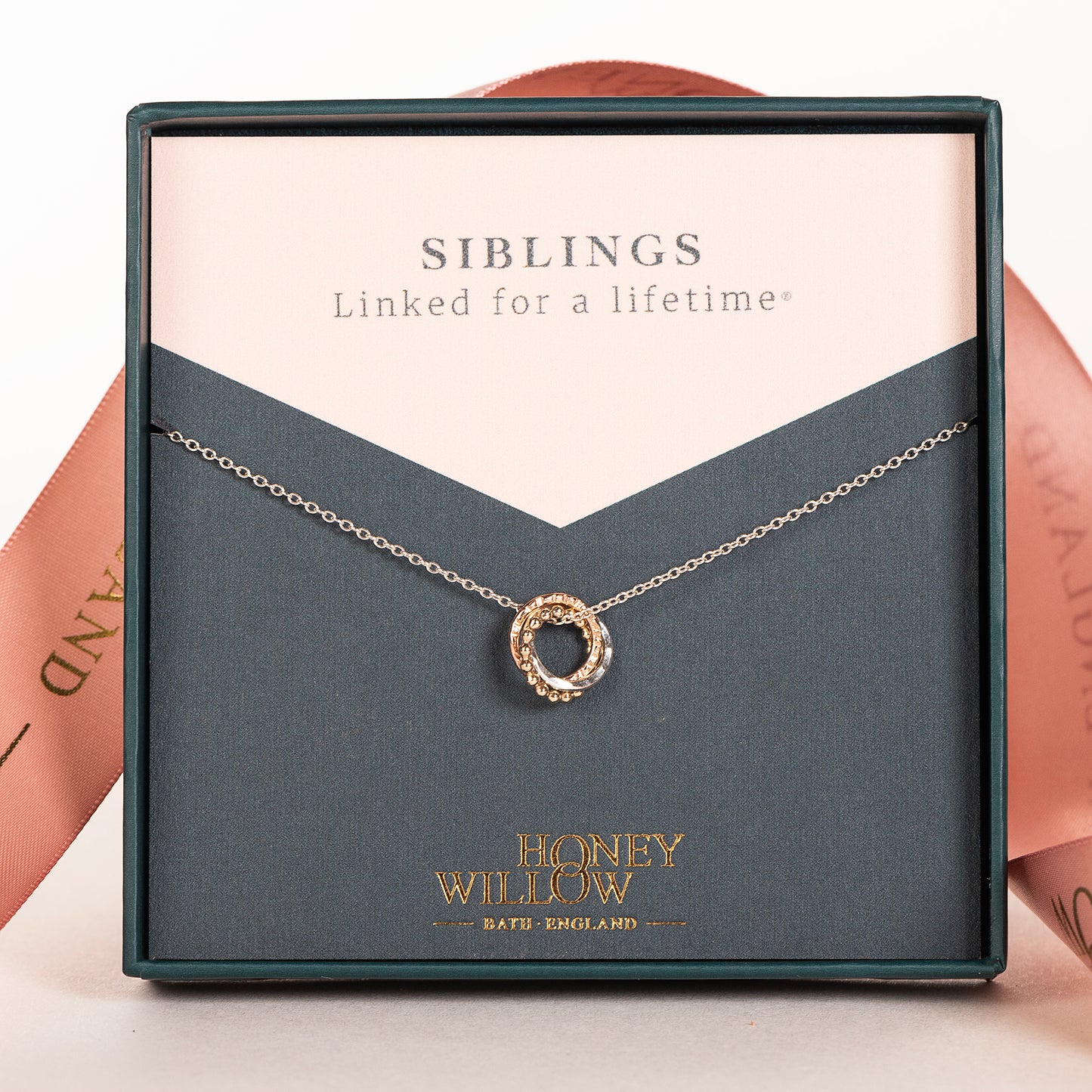 3 Siblings Necklace - 9kt Gold, Rose Gold & Silver Love Knot Necklace