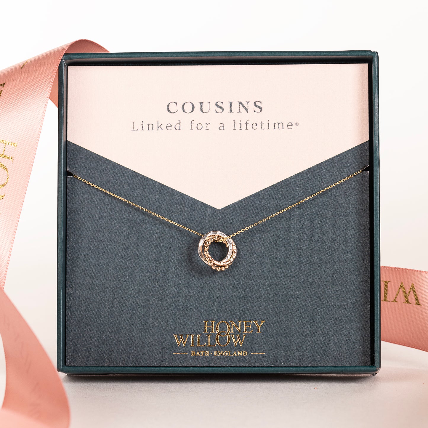 3 Cousins Necklace - 9kt Gold, Rose Gold & Silver Love Knot Necklace