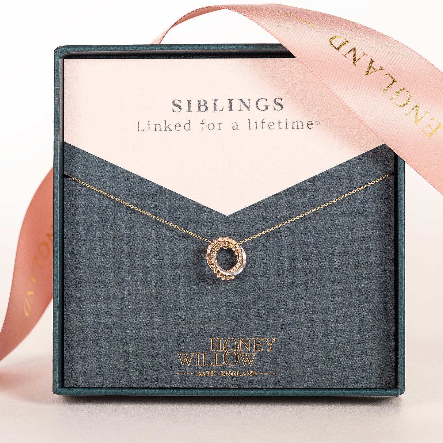 3 Siblings Necklace - 9kt Gold, Rose Gold & Silver Love Knot Necklace