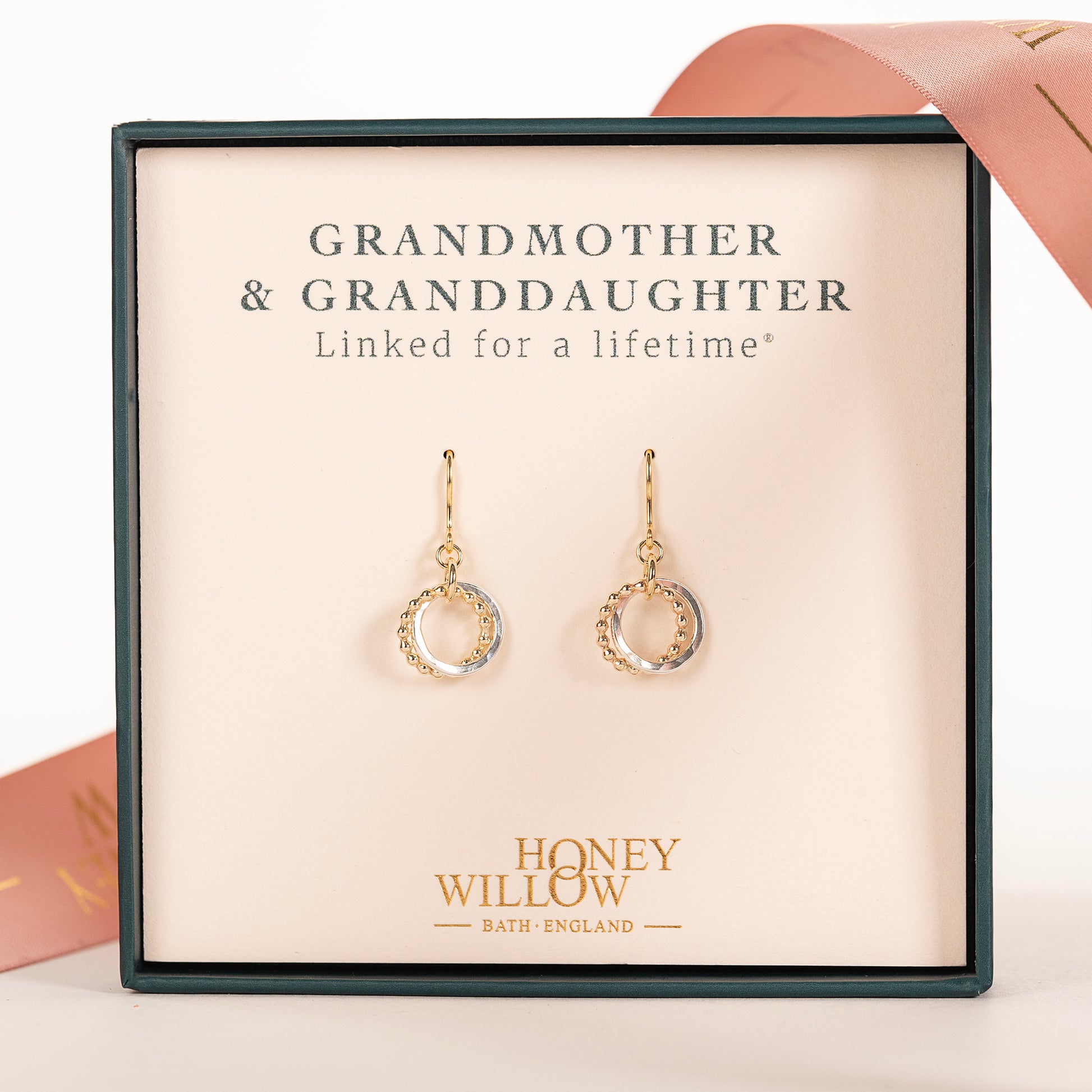 Grandmother Granddaughter Gift - Love Knot Earrings - Silver & 9kt Gold
