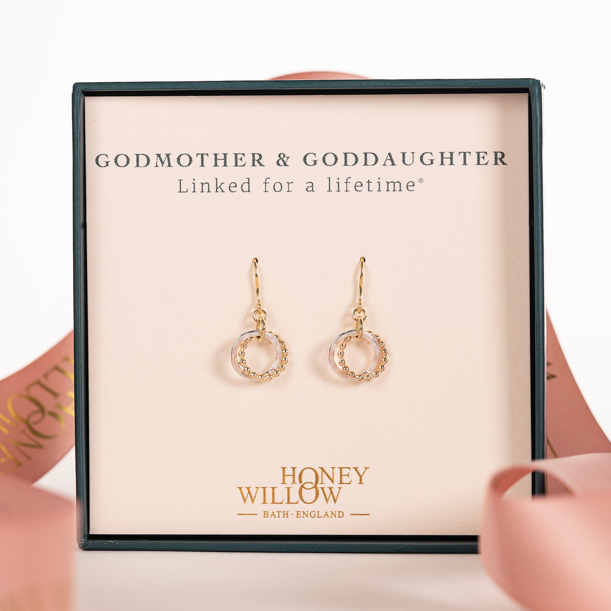 Godmother Goddaughter Gift - Love Knot Earrings - Silver & 9kt Gold