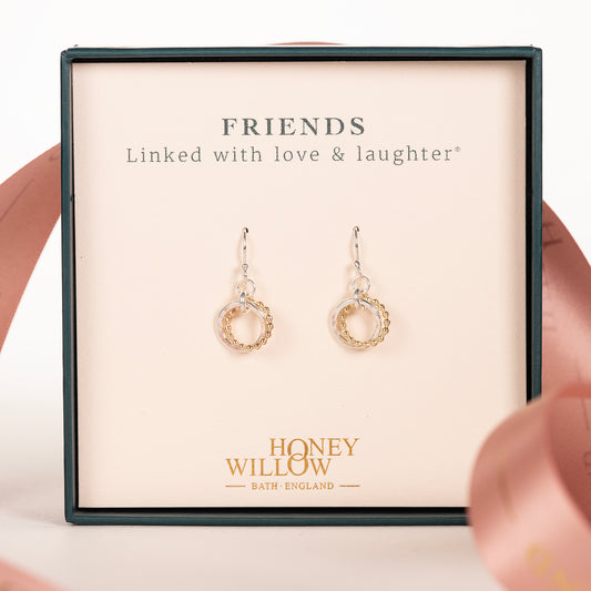 Gift for Friend - Love Knot Earrings - Silver & 9kt Gold